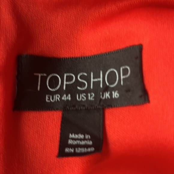 Topshop Red Orange Ruffle Cocktail Midi Sleeveless Dress 12 - Picture 15 of 15
